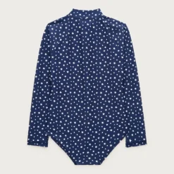 Girls' zip-up rash guard one-piece swimsuit