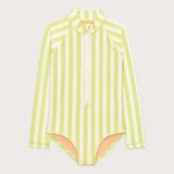Girls' zip-up rash guard one-piece swimsuit