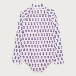 Girls' zip-up rash guard one-piece swimsuit