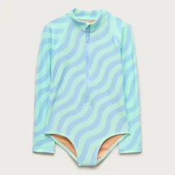 Girls' zip-up rash guard one-piece