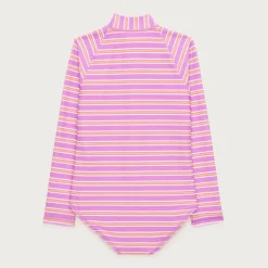 Girls' zip-up rash guard one-piece swimsuit