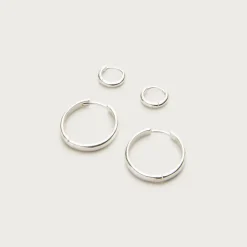 Gold vermeil hoop earrings two-pack