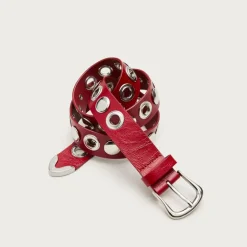Grommet belt in Italian leather