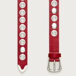 Grommet belt in Italian leather