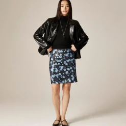 Gwen knee-length slip skirt in blurry floral luster charmeuse