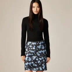Gwen knee-length slip skirt in blurry floral luster charmeuse