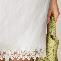 Gwen lace-trim slip skirt in linen