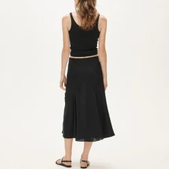 Gwyneth flounce-hem slip skirt in linen