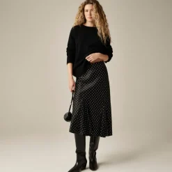Gwyneth flounce-hem slip skirt in dot print