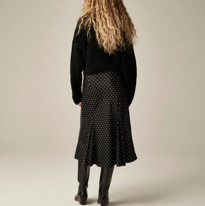 Gwyneth flounce-hem slip skirt in dot print