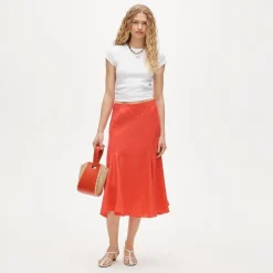 Gwyneth flounce-hem slip skirt in linen