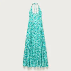 Halter beach dress in blue floral