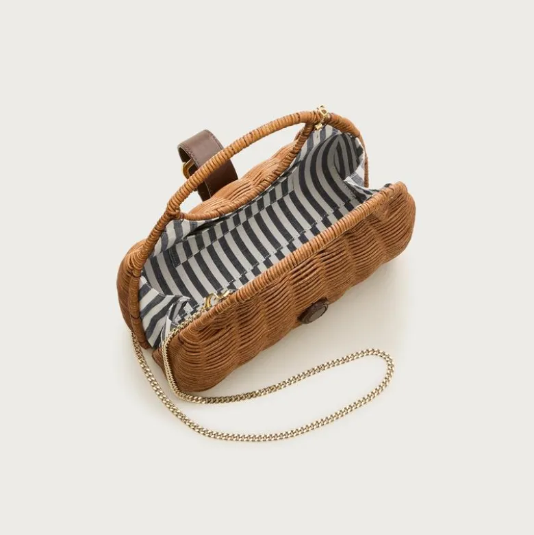 Handwoven rattan cage bag