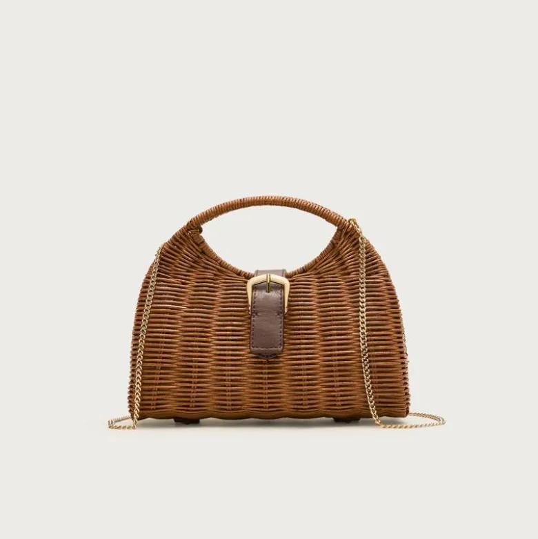 Handwoven rattan cage bag