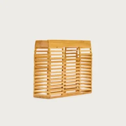 Handwoven wood clutch