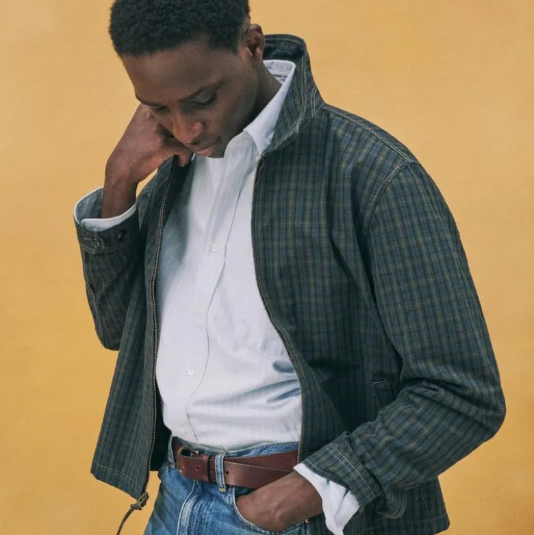 Harrington jacket in plaid with straight hem