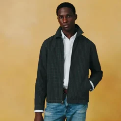 Harrington jacket in plaid with straight hem