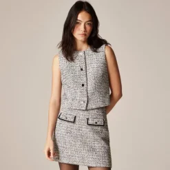 Heathered tweed crewneck vest