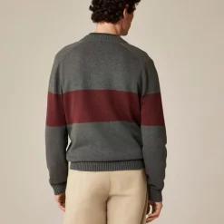 Heritage cotton V-neck sweater in stripe