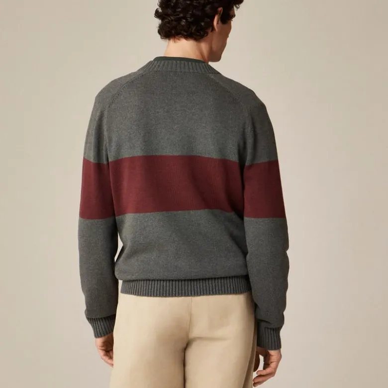 Heritage cotton V-neck sweater in stripe