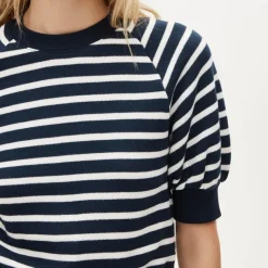 Heritage terry puff-sleeve sweatshirt in stripe