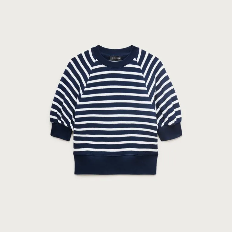 Heritage terry puff-sleeve sweatshirt in stripe