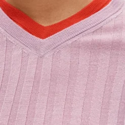 High V-neck wide-rib sweater in merino wool