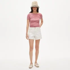 High-rise denim short