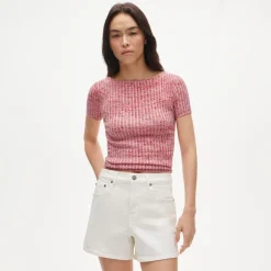 High-rise denim short