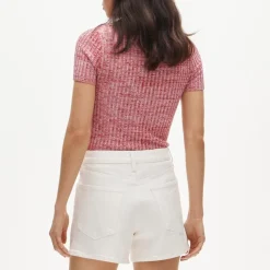 High-rise denim short