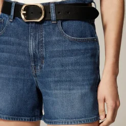 High-rise denim short
