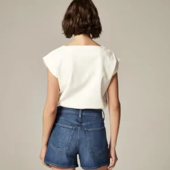 High-rise denim short