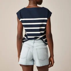 High-rise denim short
