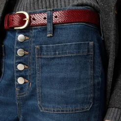 High-rise denim trouser jean with button-fly