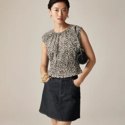 Hyacinth top in leopard cotton poplin