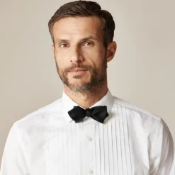 Italian matte satin point bow tie