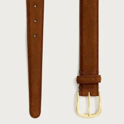 Italian suede and leather round-buckle dress belt