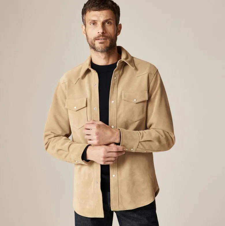 Italian suede western overshirt