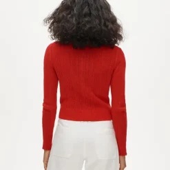 Jackie pointelle cardigan in premium ultra-fine cotton