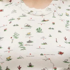 Jackie sweater shell in map-print premium ultra-fine cotton blend