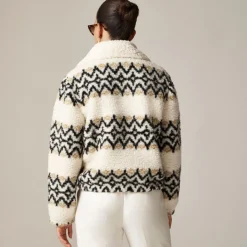 Jacquard-print sherpa half-zip fleece pullover