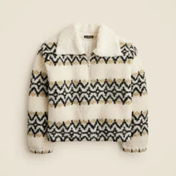 Jacquard-print sherpa half-zip fleece pullover