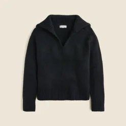 Johnny-collar sweater with ribbed trim