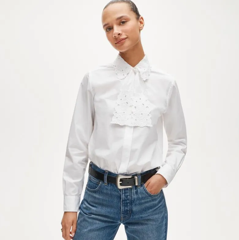 Jules classic-fit eyelet tie-neck shirt