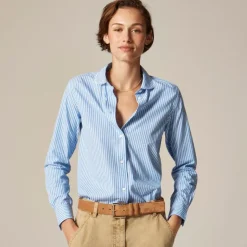 Jules club-collar shirt in striped cotton poplin