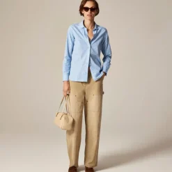 Jules club-collar shirt in striped cotton poplin