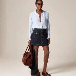 Jules club-collar shirt in striped crepe de chine