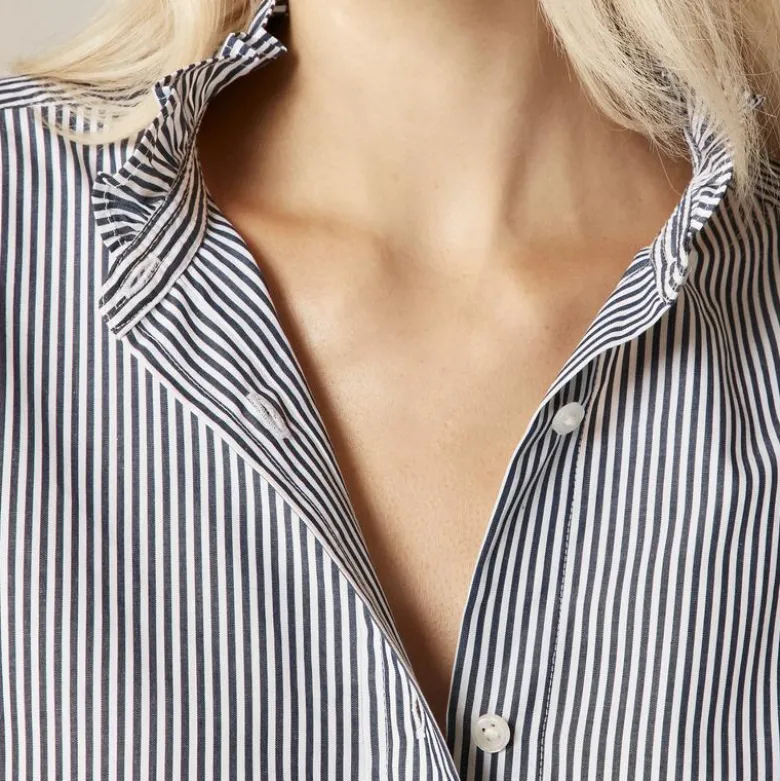 Jules ruffle-collar shirt in striped cotton poplin