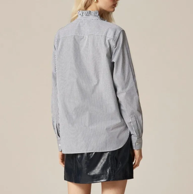 Jules ruffle-collar shirt in striped cotton poplin
