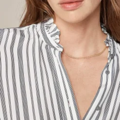 Jules ruffle-collar shirt in striped crepe de chine